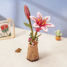 Load image into Gallery viewer, 3D Wooden Flower Puzzle: Pink Lilly