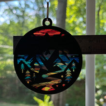 Load image into Gallery viewer, Mountain sunset sun catcher ornament