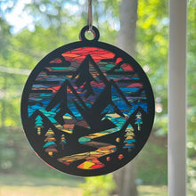 Load image into Gallery viewer, Mountain sunset sun catcher ornament