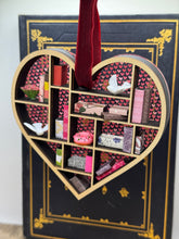 Load image into Gallery viewer, Mini Bookshelf- Hanging Heart with heart print background