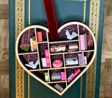 Load image into Gallery viewer, Mini Bookshelf- Hanging Heart with heart print background