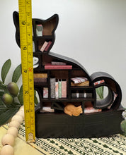 Load image into Gallery viewer, Mini bookshelf- Black Cat with tea cup
