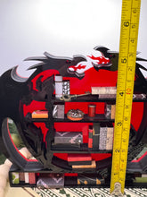 Load image into Gallery viewer, Mini bookshelf- Double Dragons black and red acrylic
