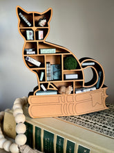 Load image into Gallery viewer, Mini bookshelf- Orange Cat with blue accents