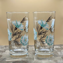 Load image into Gallery viewer, Vintage Highball Glasses- White & Blue Floral with Gold- set of 4