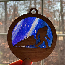 Load image into Gallery viewer, Bigfoot ornament- various backgrounds