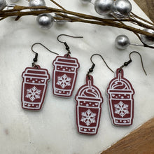 Load image into Gallery viewer, Winter coffee earrings- two styles- hot or frozen