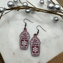 Load image into Gallery viewer, Winter coffee earrings- two styles- hot or frozen