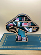 Load image into Gallery viewer, Mushroom mini bookshelf- teal backing