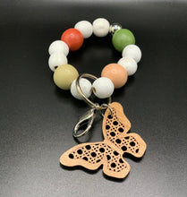 Load image into Gallery viewer, Beaded keychain wristlet with cane charm- 8 shapes available