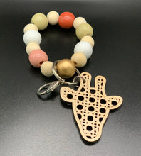 Load image into Gallery viewer, Beaded keychain wristlet with cane charm- 8 shapes available