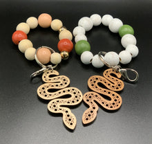 Load image into Gallery viewer, Beaded keychain wristlet with cane charm- 8 shapes available