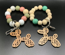 Load image into Gallery viewer, Beaded keychain wristlet with cane charm- 8 shapes available