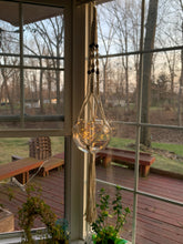 Load image into Gallery viewer, Macrame globe with solar fairy lights