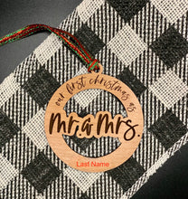 Load image into Gallery viewer, Custom "Mr. & Mrs." ornament