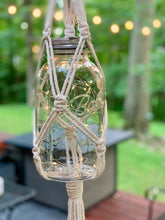 Load image into Gallery viewer, Macrame Vintage Ball jar with solar fairy lights