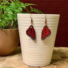 Load image into Gallery viewer, Monarch wing earrings- hand painted