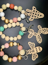 Load image into Gallery viewer, Beaded keychain wristlet with cane charm- 8 shapes available