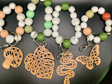 Load image into Gallery viewer, Beaded keychain wristlet with cane charm- 8 shapes available