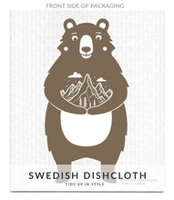 Load image into Gallery viewer, Bear with Mountains Swedish Dishcloth
