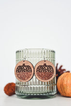 Load image into Gallery viewer, Filigree Pumpkin Spice Glitter Acrylic Inset Circle Dangles
