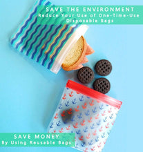 Load image into Gallery viewer, Ziparoos Reusable 3-Piece XL and Sandwich Bag Set - Nautical