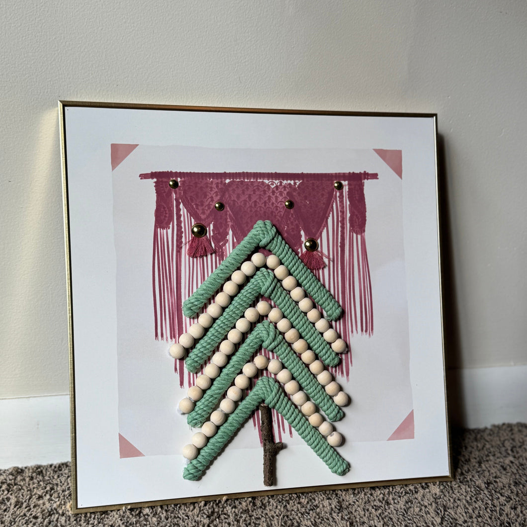 Macrame & Bead Christmas Tree wall art