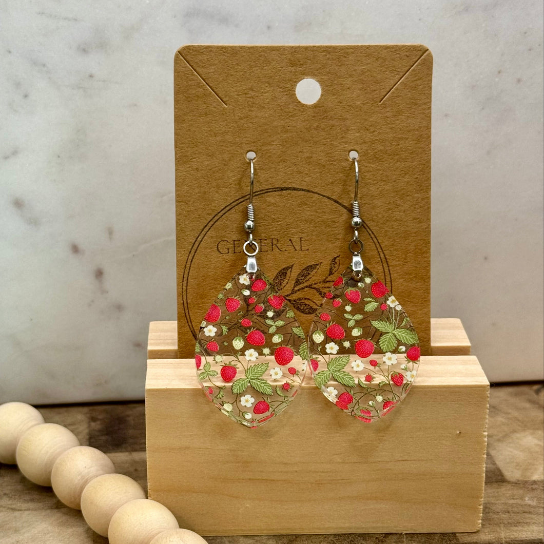 Strawberries on the vine earrings