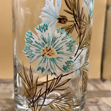 Load image into Gallery viewer, Vintage Highball Glasses- White &amp; Blue Floral with Gold- set of 4
