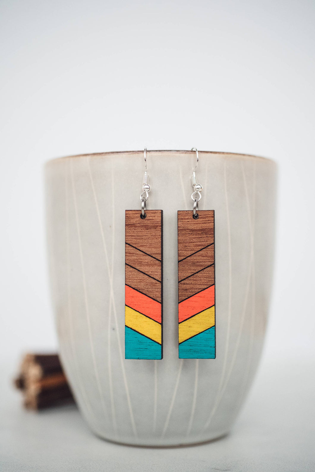 Diagonal Stripe Bar Dangle Earrings