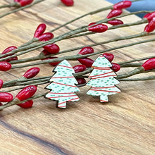 Load image into Gallery viewer, Christmas Tree Snack Cake earrings- studs and dangles
