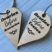 Load image into Gallery viewer, Besties Keychain- Set of two- available in wood and clear acrylic
