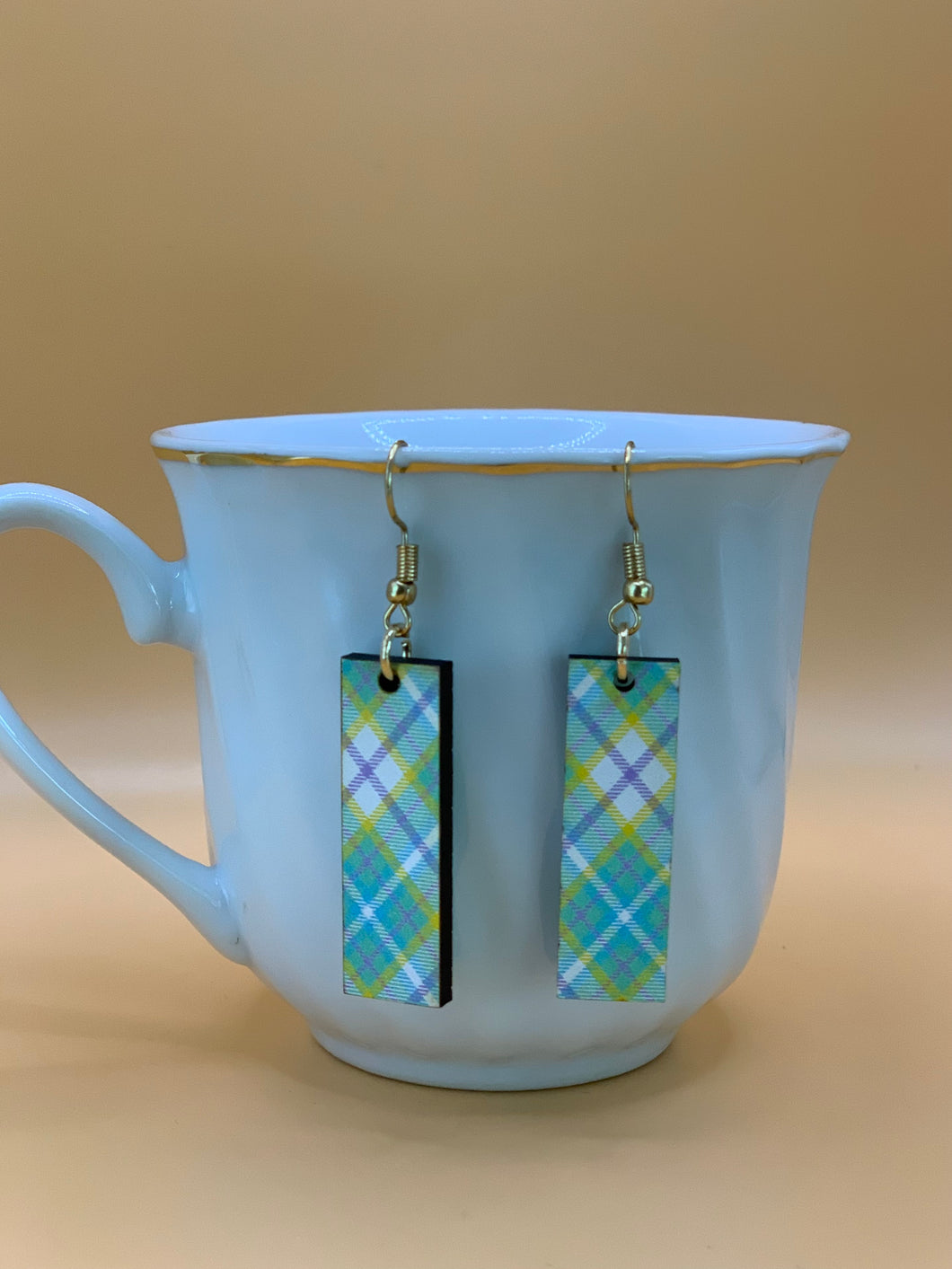 Spring plaid earrings- rectangle- 3 colors