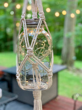 Load image into Gallery viewer, Macrame Vintage Ball jar with solar fairy lights

