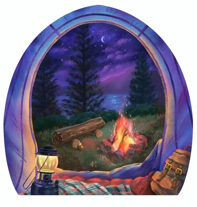 Tent View Campfire- sticker